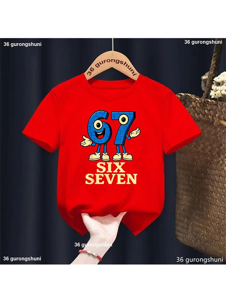 Kids 67 Themed Colorful Print TShirt Soft Cotton Fabric Breathable and Comfortable Ideal for Toddlers and Childrendf0313