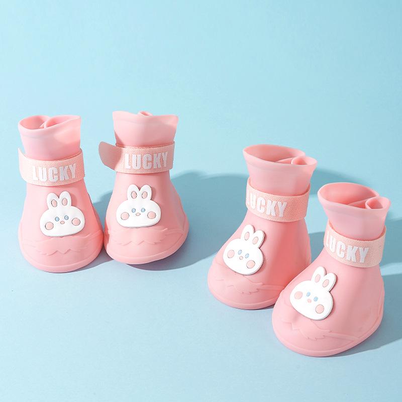 Dog Large Dog Golden Retriever Big Dog Cartoon Silicone Rain Shoes Non-slip, Wear-resistant and Waterproof Pet Dog Shoes When Going Out In The Rain