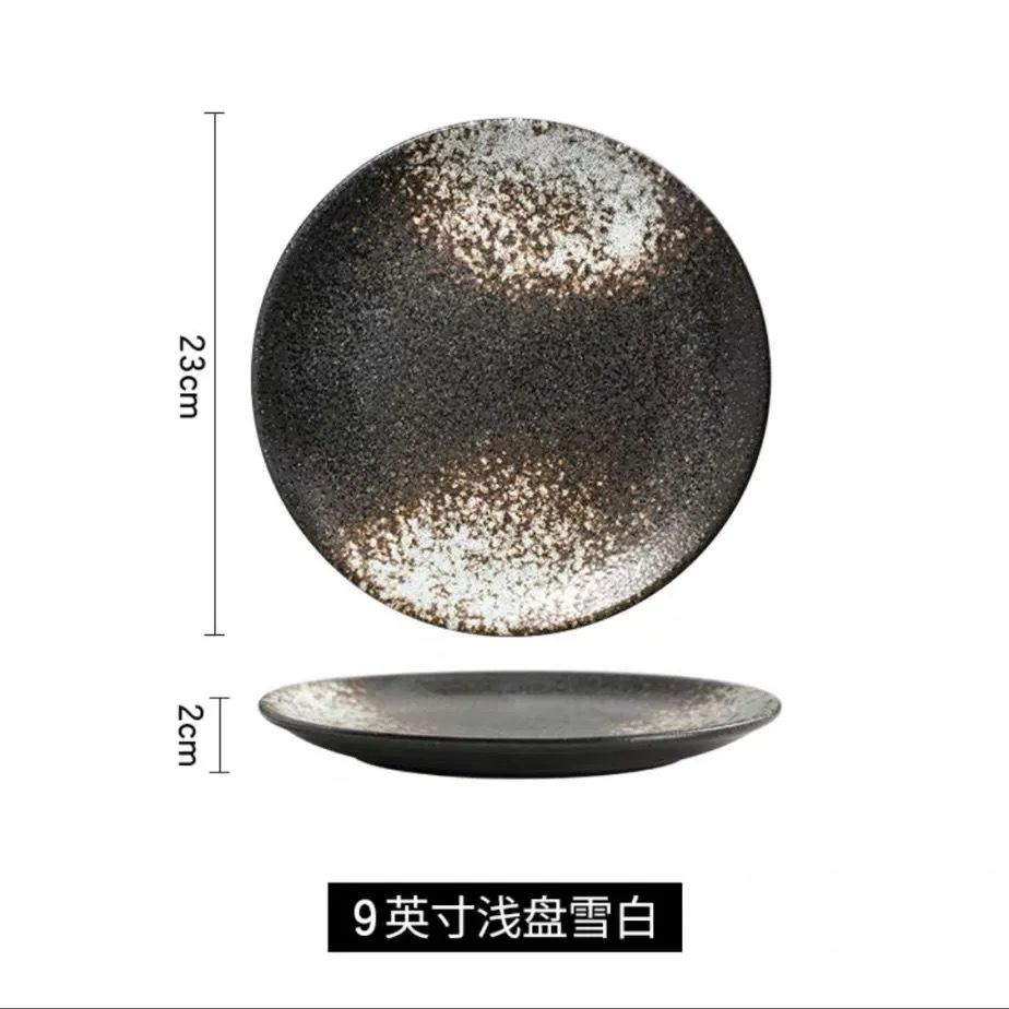 Ceramic Dinner Plates Creative Japanese Style Glaze Round Steak Salad Fruit Dessert Food Plate Kitchen Tableware Gift