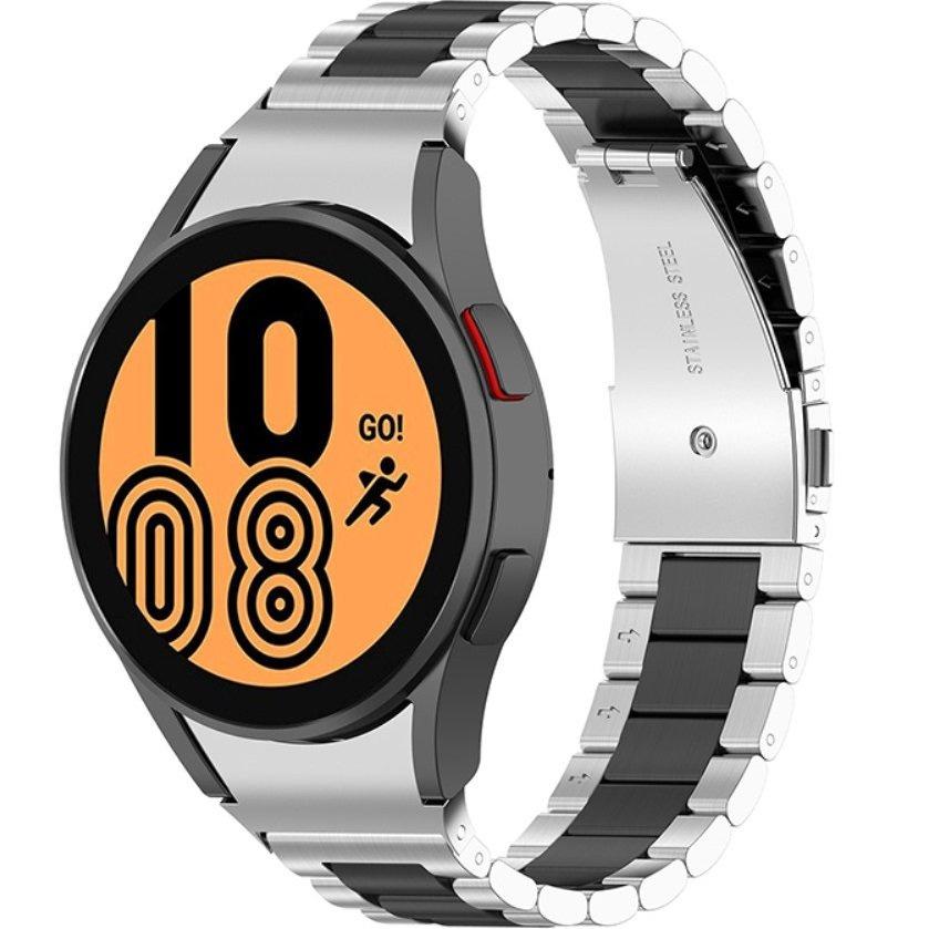 Armband für Samsung Galaxy Watch 4/5/6 40/42/43/44/45/46/47mm, Schwarz / Silber