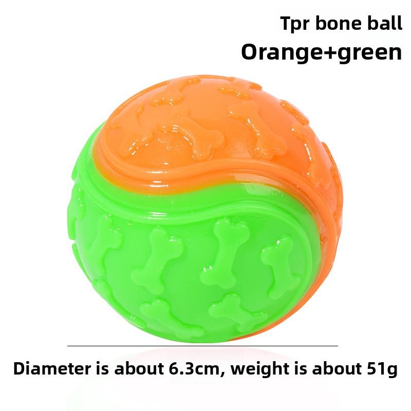 Pet Toy - Two-color Bone Imprint C-shaped Ball Sound-producing Ball - Durable and Chewable Toy for Puppies - Small Dog Toy Ball