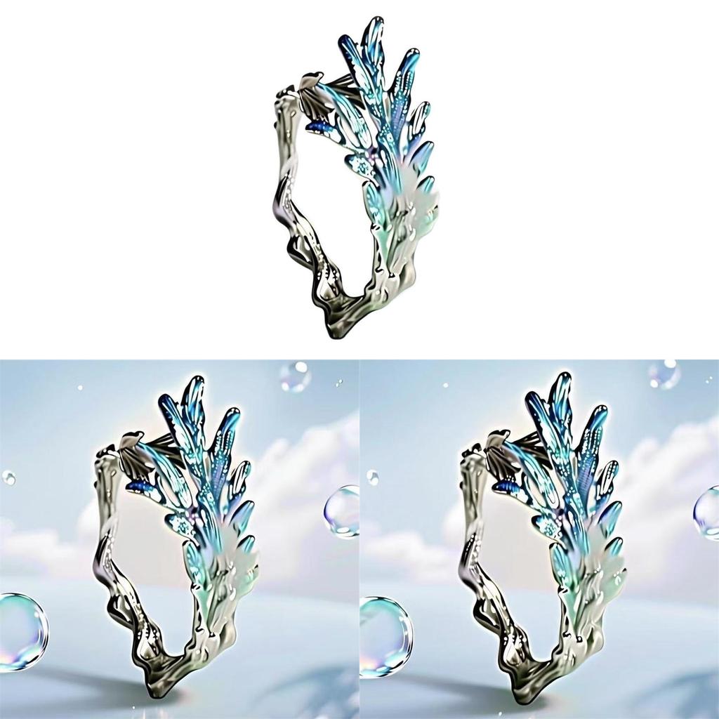Fairy Spirit Adjustable Leaf Ring With Electroplated Zinc Alloy For Women And Men