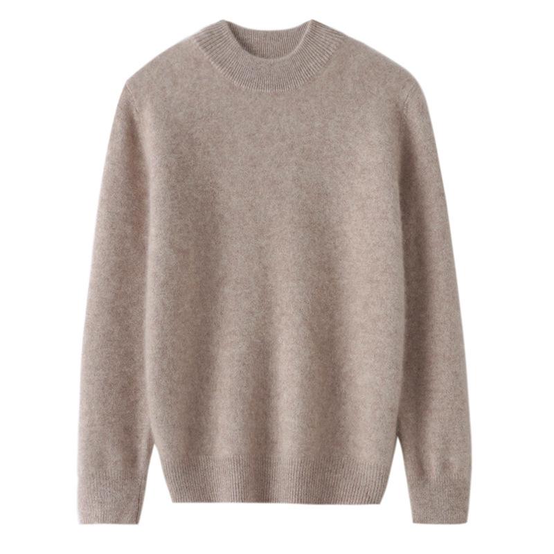 Pure Wool Sweater for Kids: Half-High Collar, Autumn/Winter Warm Knit, Unisex, Plain Color, Medium/Older Children