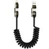 240W 4-in-1 Fast Charging Spring Data Cable Retractable Multi USB Type-C To Lightning Type-C for Phone Tablet