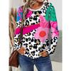 Women's T-shirts 3D Leopard Floral Print Fashion Long Sleeve Round Neck Regular Top Holiday Weekend Spring Autumn