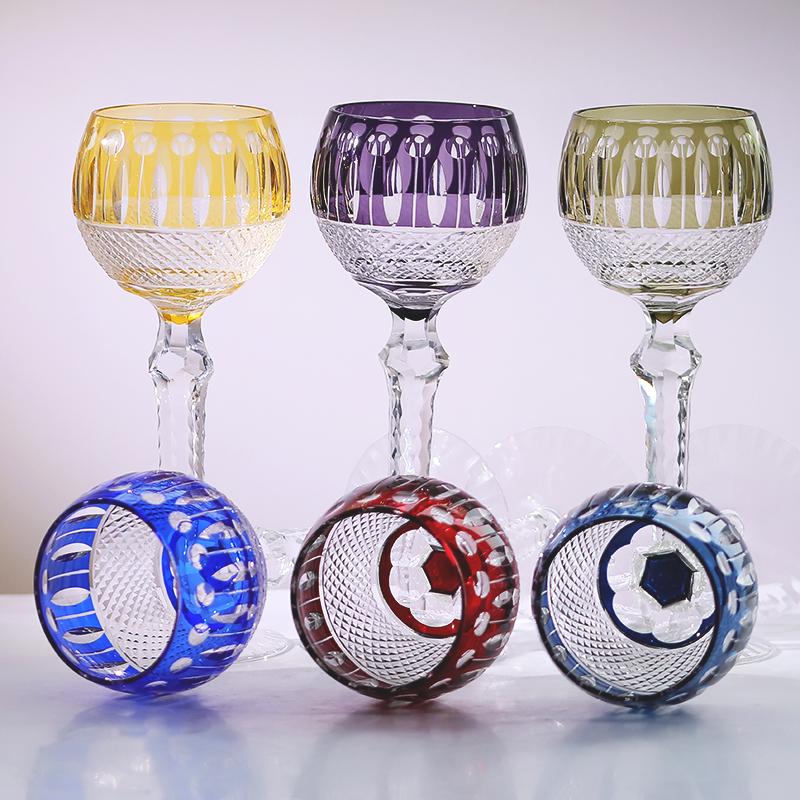 Handcrafts Multi-Colored Hand Cut Wine Glasses Edo Kiriko'S Hock Glass Goblet Champagne Flute With Gift Box