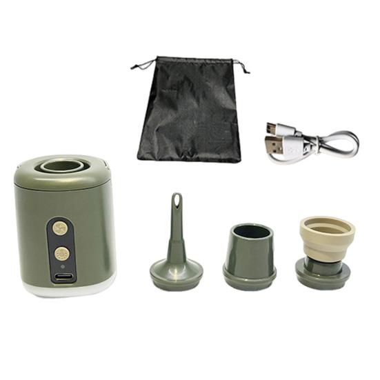 

Мини-воздушный насос для улицы со светодиодной подсветкой, 4 насадки, тип C, перезаряжаемый надувной плавательный круг, поплавок, надувной матрас, кровать, портативный электрический насос для накачивания армия зеленый