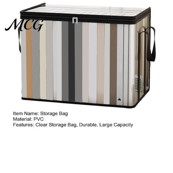 Stationery Storage Bag Clothes Bag, Transparent Large Capacity Book Organizer, with Zipper Desktop Solution And Handle Design, Portable for