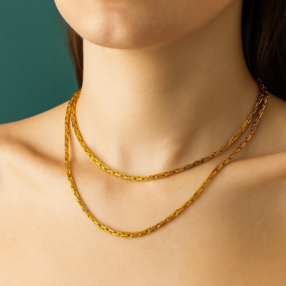 Vergoldete gedrehte Seilkette 3MM Schmuckzubehör Neue goldene Halskette für Damen Herren