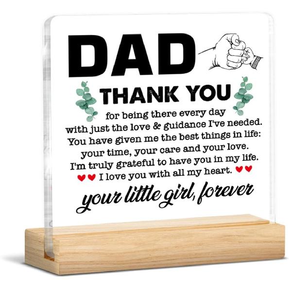 Dad Gift From Daughter, Gifts for Father Fathers Day Birthday, Dad Clear Acrylic Desk Decorative Sign Home Office Desk Decor