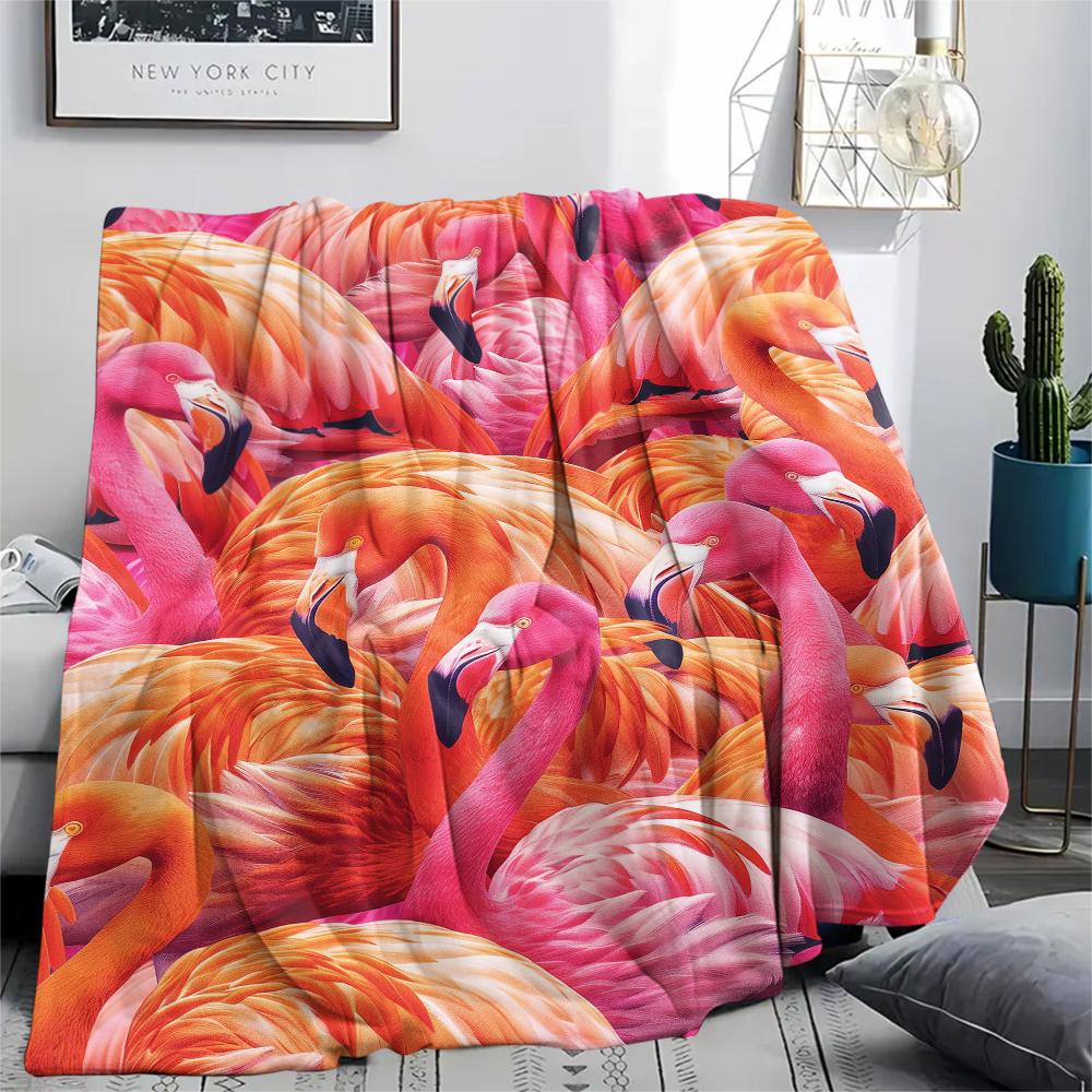 1Pc Flamingo Print Flannel Blanket, High quality Comfortable for All Seasons, Home Decor, Warmth and Comfort, Perfect for Christmas Gifts