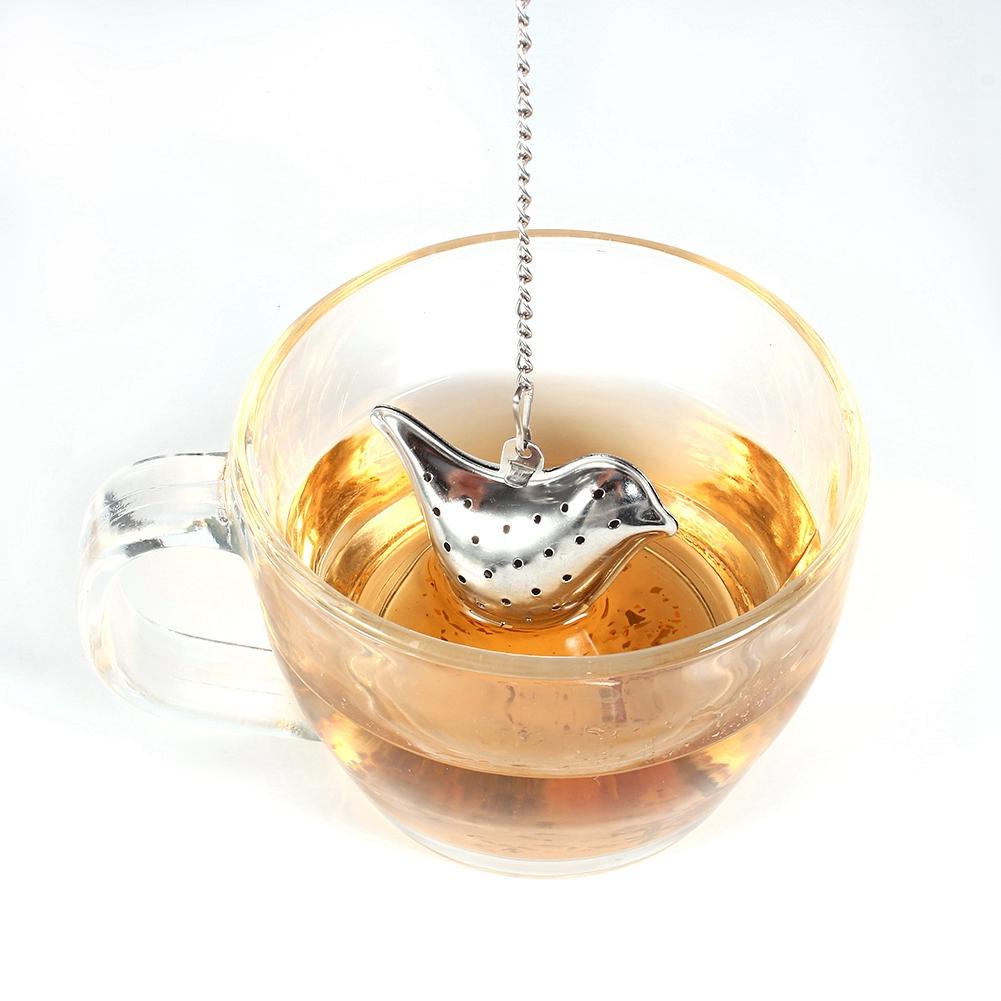Stainless Steel Loose Tea Leaf Infuser Ball Strainer Filter Diffuser Herbal Spice Bird Chain