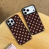 Retro beige polka dot pattern phone case suitable for iPhone17 16 15 14 13 12 11Pro/Max/Plus anti drop and shockproof back cover