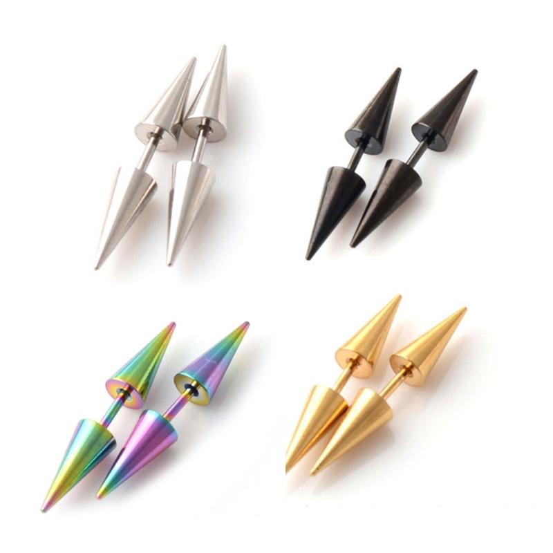 10 Pcs Stainless Steel Spike Ear Studs Punk Style Stud Earrings Minimalist Ear Stud Gothic Jewelry Cartilage Earring
