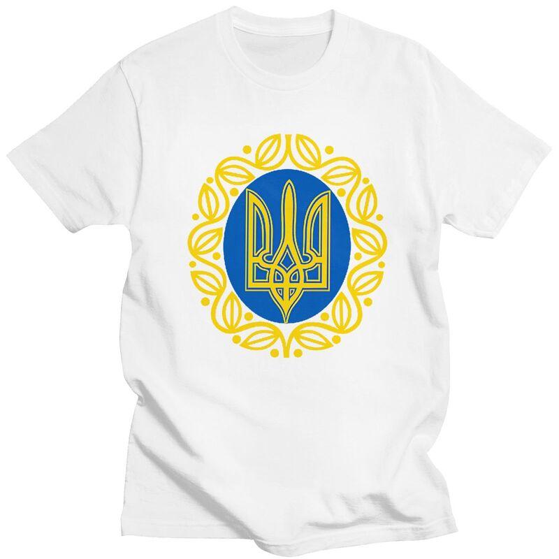 Custom Coat Of Arms Ukraine Flag T Shirt Men Short Sleeves 100 Cotton Tshirt Casual Ukrainian Trident Tee Tops Fashion Tshirt