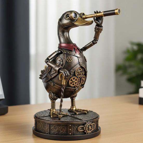 Steampunk Animal Explorer Statue Vintage Animal Desk Figurine Animal Sculpture with Gear