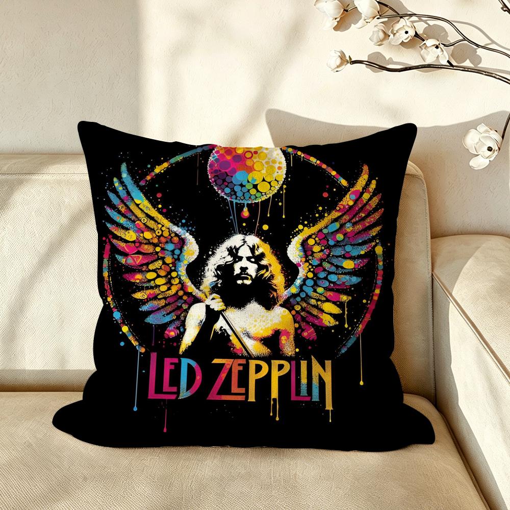 Band LLedZZeppelin Cushion Cover Pillow Case Antidustmite Pillowcase Silky Short Plush Sofa Cushion Cover hot