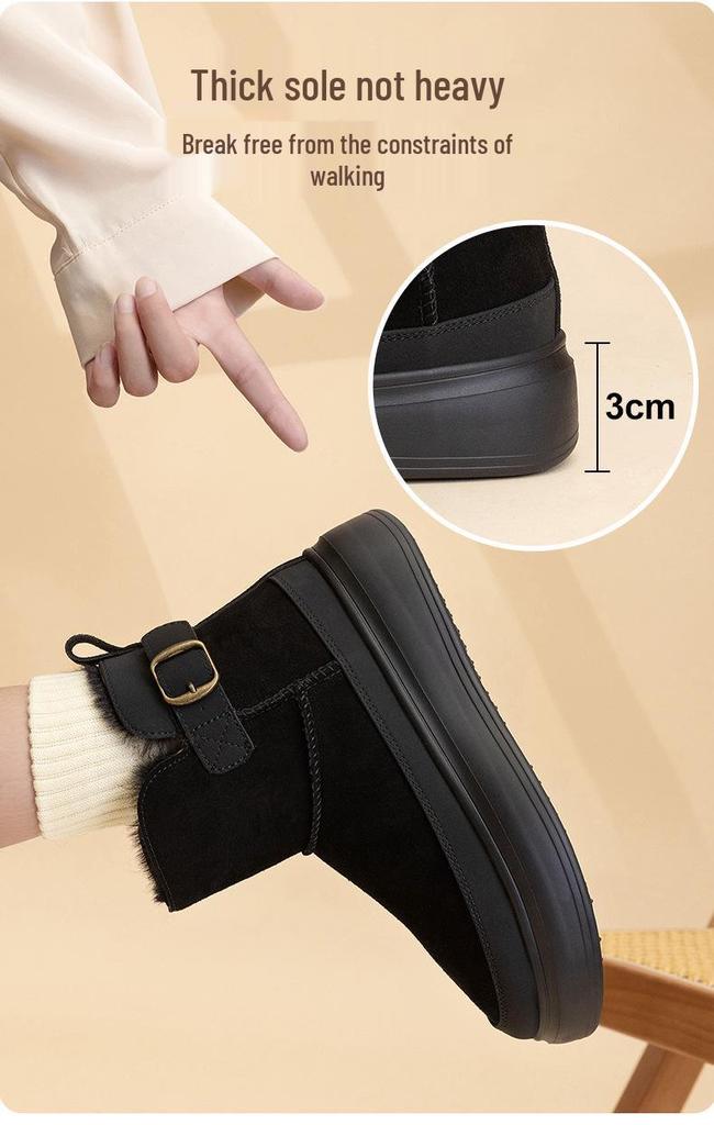 2025 Women's Thick-Soled Cotton Snow Boots: Velvet-Lined, Warm, Waterproof, Height-Boosting Winter Footwear
