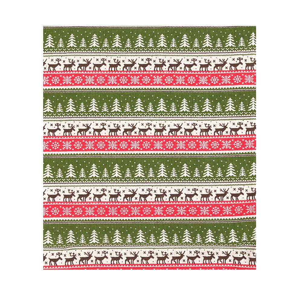 

Christmas Deer Cotton Linen Fabric Snowflake Print Wrinkle-Resistant for Xmas Tablecloth Cushion DIY Craft Quit Kits Home Decor 70x45CM зелёный