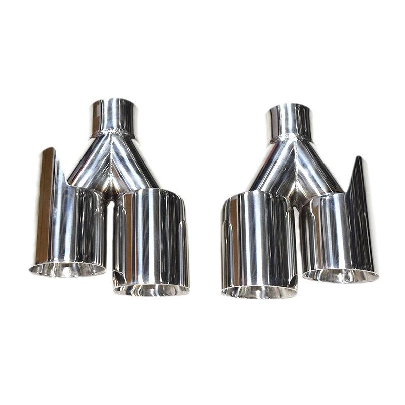Universal Stainless Steel Car Exhaust Tailpipe: One-in-Two, Double Four-Out, Welded Edge Muffler.