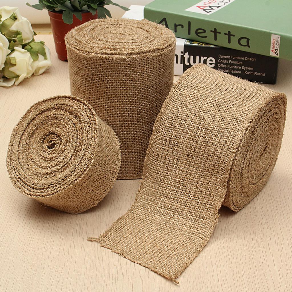 Buy 10M Retro Natural Jute Hessian Burlap Fabric Ribbon Tape Rustic ...