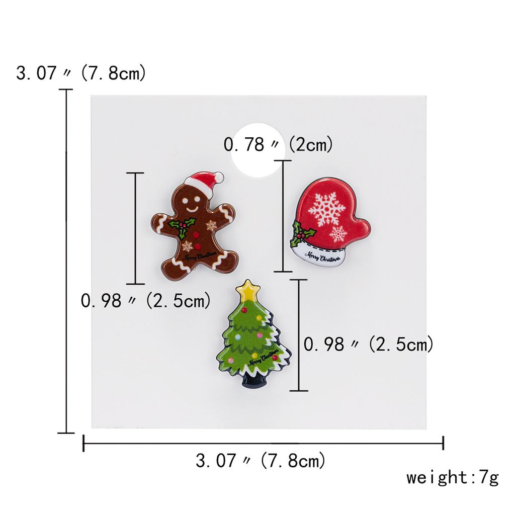 3/4Pcs/Set Merry Christmas Brooches For Women Acrylic Resin Xmas Tree Santa Claus Deer Snowman Lapel Pins New Year Party Jewelry