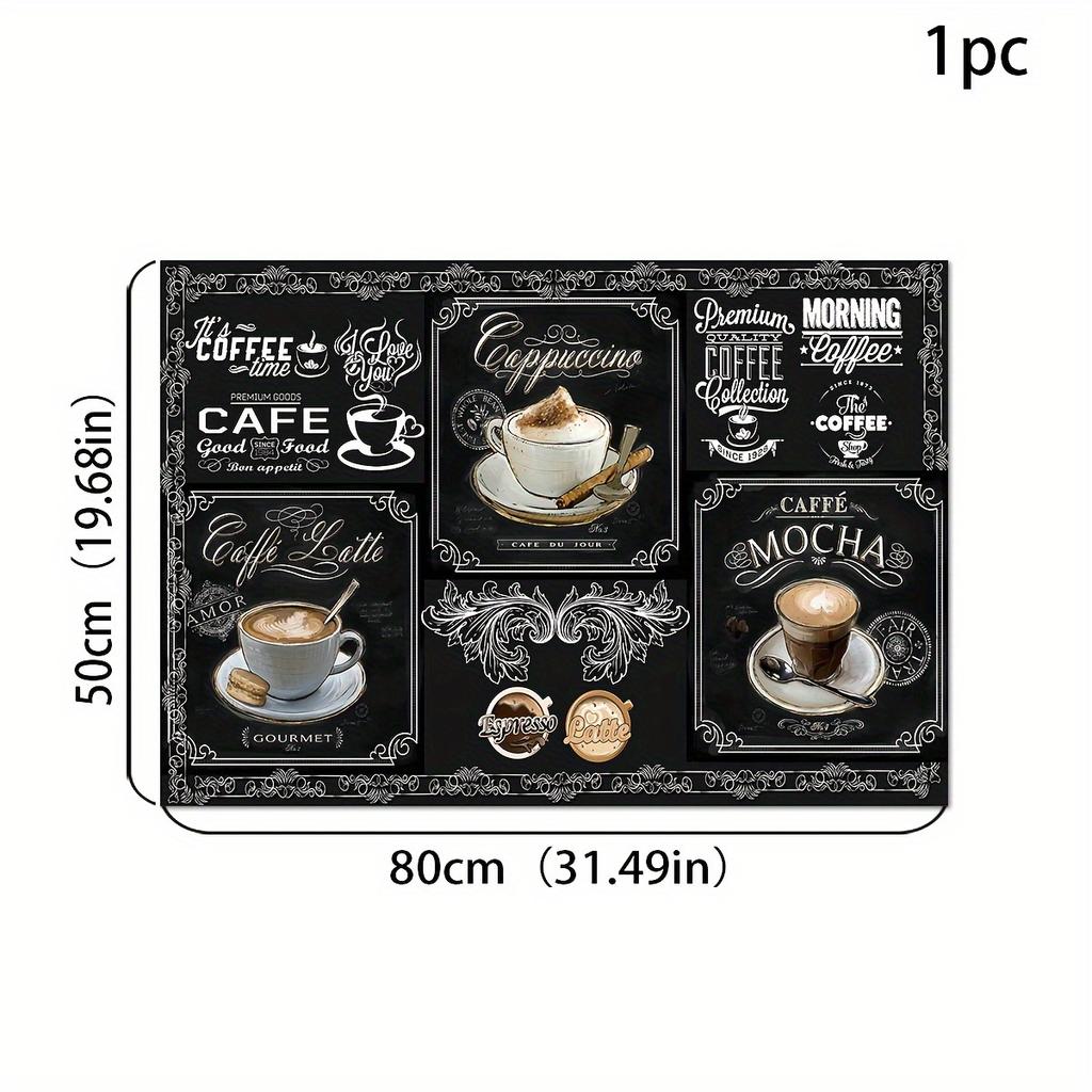 Rubber Drying Mat, With Retro Coffee Tableware, For Coffee Shop, Restaurant Kitchen Carpet, Tableware Durable Diatom Mud Table Mat