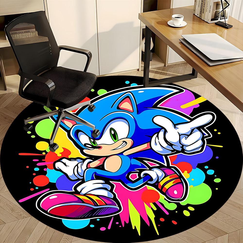 1pc Sonic Colors Office Round Area Rug, Under Office Chairs Bedroom Living Room Home Decor a0926041