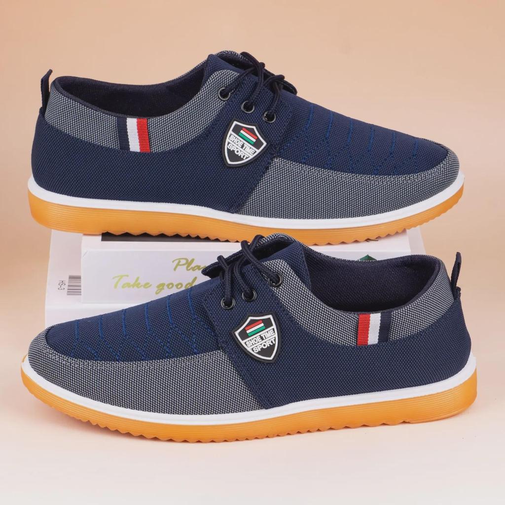 Męskie oddychające, lekkie, odporne na zużycie płócienne buty do biegania z podeszwą z kauczuku – wszechstronne na jesień i do prowadzenia samochodu.