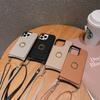 Suitable for iPhone16Pro Mobile Phone Case Apple 15 Lychee Pattern Ring Buckle Anti-drop Diagonal Span Mobile Phone Leather Case 13