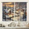 2 Pcs Christmas Snow House print curtains,suitable for bedroom,living room kitchen decoration,home decoration,window decoration