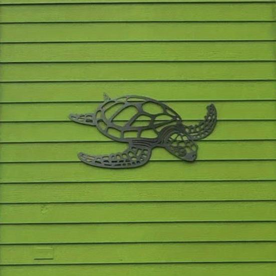 Metalen Schildpad Wanddecoratie Zwarte Zee Schildpad Wandkunst Ornament Kust Wanddecoratie voor Strandhuis Oceaan Thema Kamer Decor