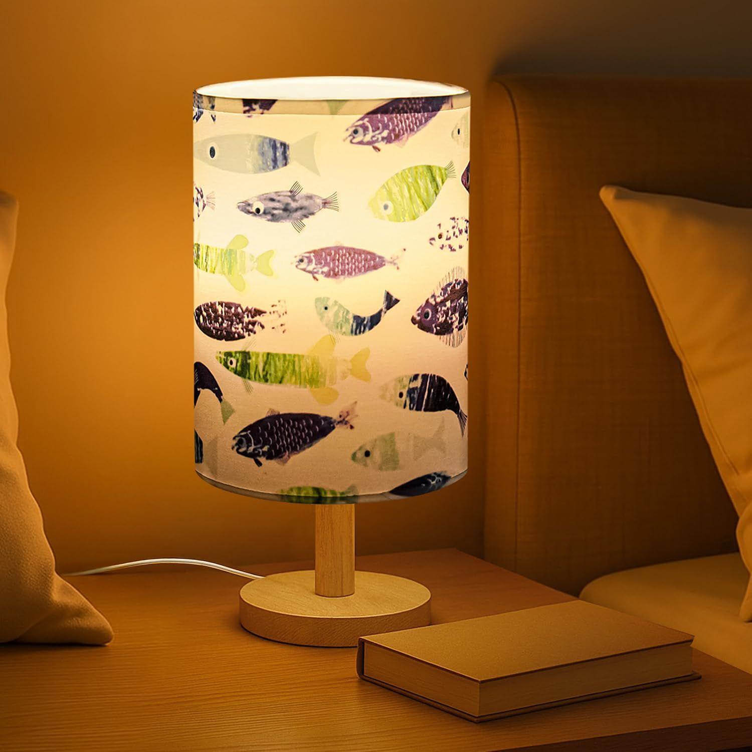 

Лампа для чтения с деревянным основанием для ночи, спальни, гостиной, дома и декора - цилиндрические абажуры для гостиной с подсветкой (Лампочка в комплекте)