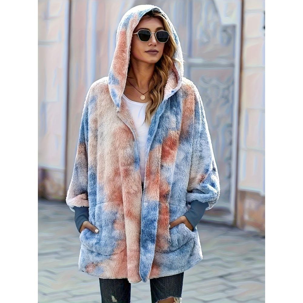New Plush Tie-dyed Cardigan for Winter and Autumn