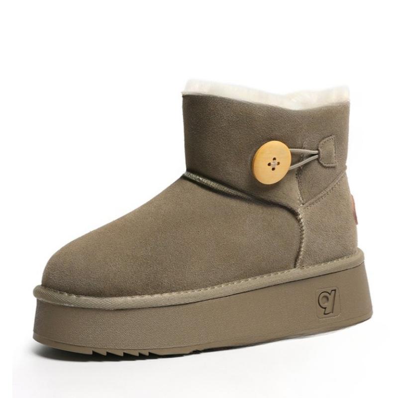 

Женские зимние ботинки на толстой подошве 2025 новая зима северо-восток набитые утолщенные нескользящие теплые меховые цельнокроеные хлопковые ботинки 40 хаки