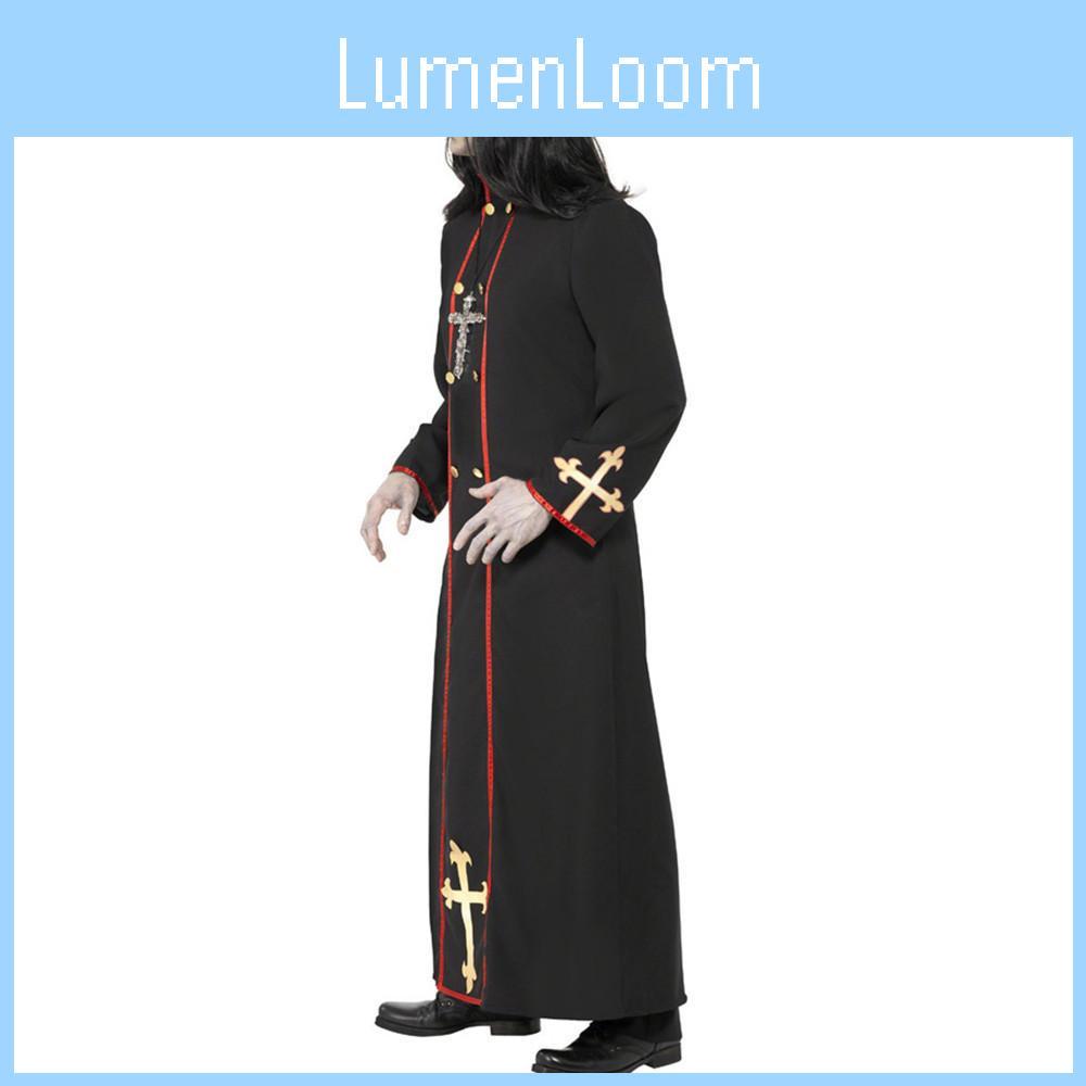 Spooky Black Halloween Priest Costume Robe For Men And Women Cosplay Theater Events