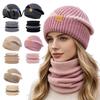 Fleece Lined Warm Hat for Women Winter Neck Warmer Set, Knitted Hat, Thickened Head And Protection Knit Scarf Cold Weather Commuting Skiing