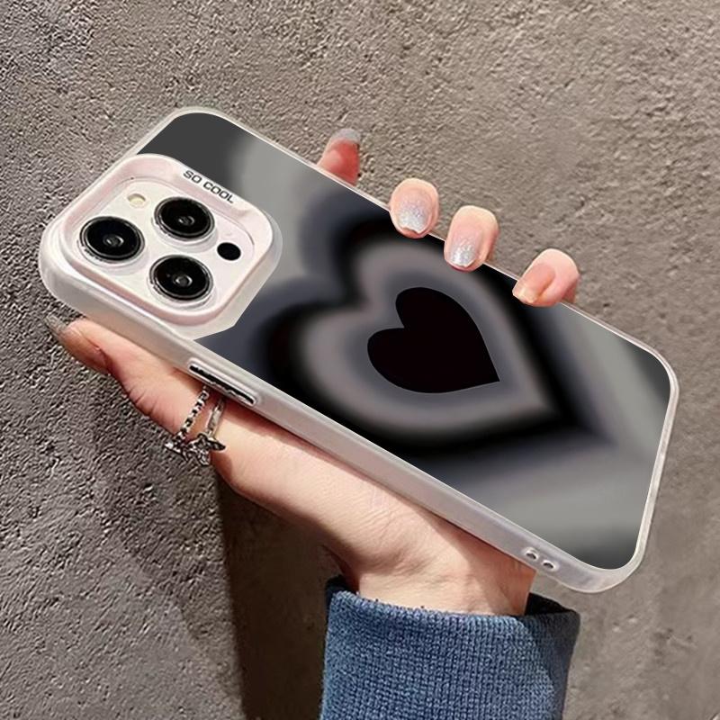 

Cool Gradient Black Heart Cover Case for Redmi Note 13 12 11 Pro Plus 4g 5g 12S 11S 10S 13C 4G Plating Matte Phone Cases Redmi Note 13 Pro 4G