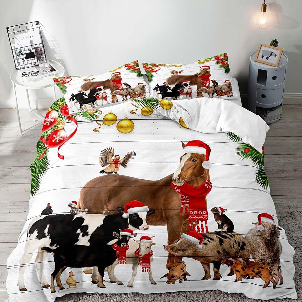 Fun Black Santa Three-Piece Quilt Cover Digital Printing Bedding Set Bed Cover