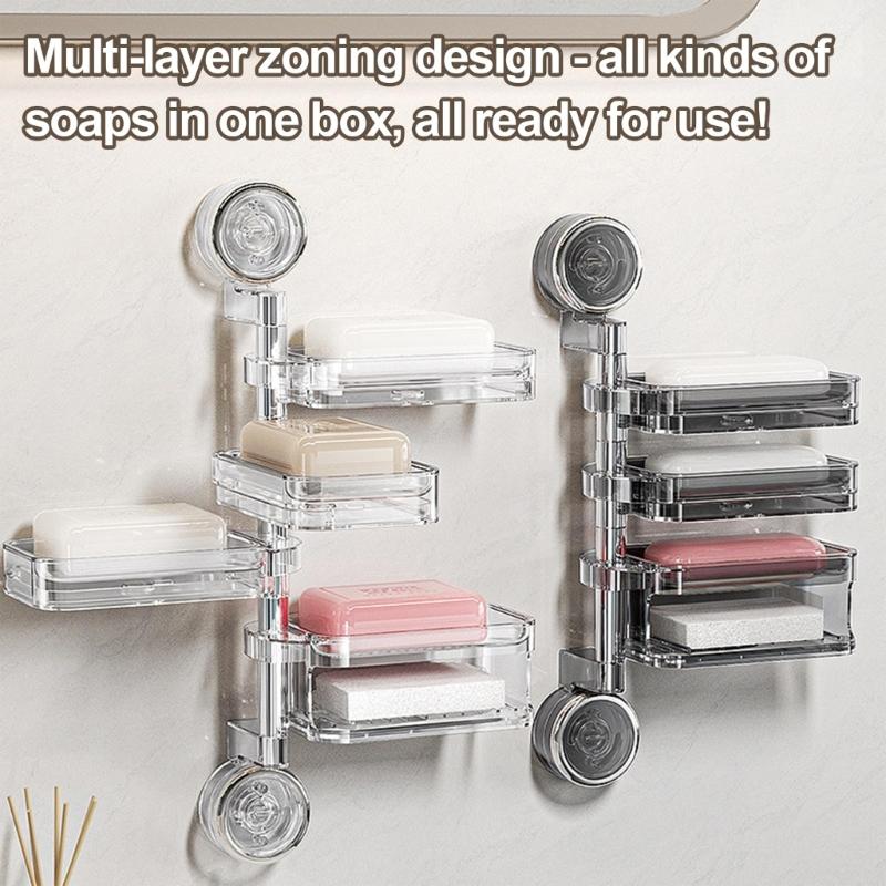 Saugnapf Wandmontierter Seifenhalter Mit Schnelltrocknendem Design Langlebiger Kunststoff Badezimmer-Organizer Für Küche Dusche Spülbecken Arbeitsplatte