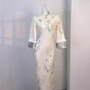 Vintage Republic of China Style Fur-Lined Cheongsam Dress for Autumn/Winter
