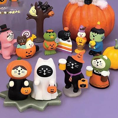 Japanese Halloween Pumpkin Cat Miniature Scene Props Creative Children's Dolls Gift ZAKKA Resin Small Decoration Figurines 2024