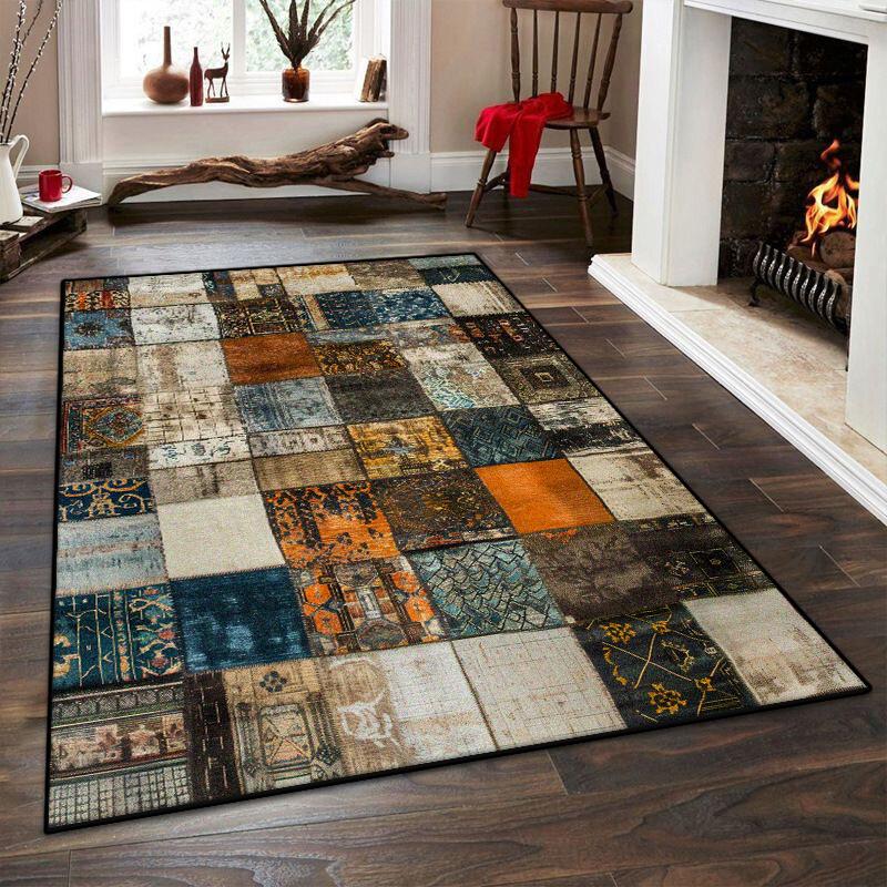 

American Style Geometric Living Room Carpet Abstract Decoration Bedroom Bedside Non-slip Rug 200x300 Lounge Washable Floor Mat 60x90cm