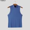 INCERUN Men Sleeveless Solid Color Fitted Ribbed Casual Tank Tops Vest