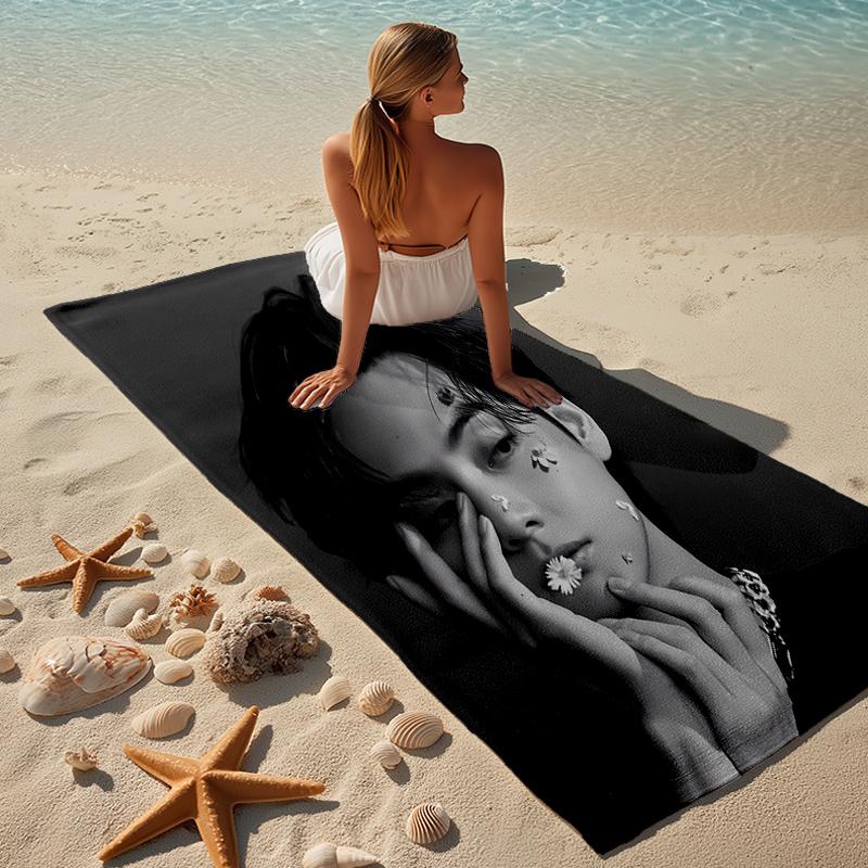proof beach towel with a Jin singer2 pattern - soft,absorbent,quick-drying,machine washable - perfect for swimming,camping,bathing