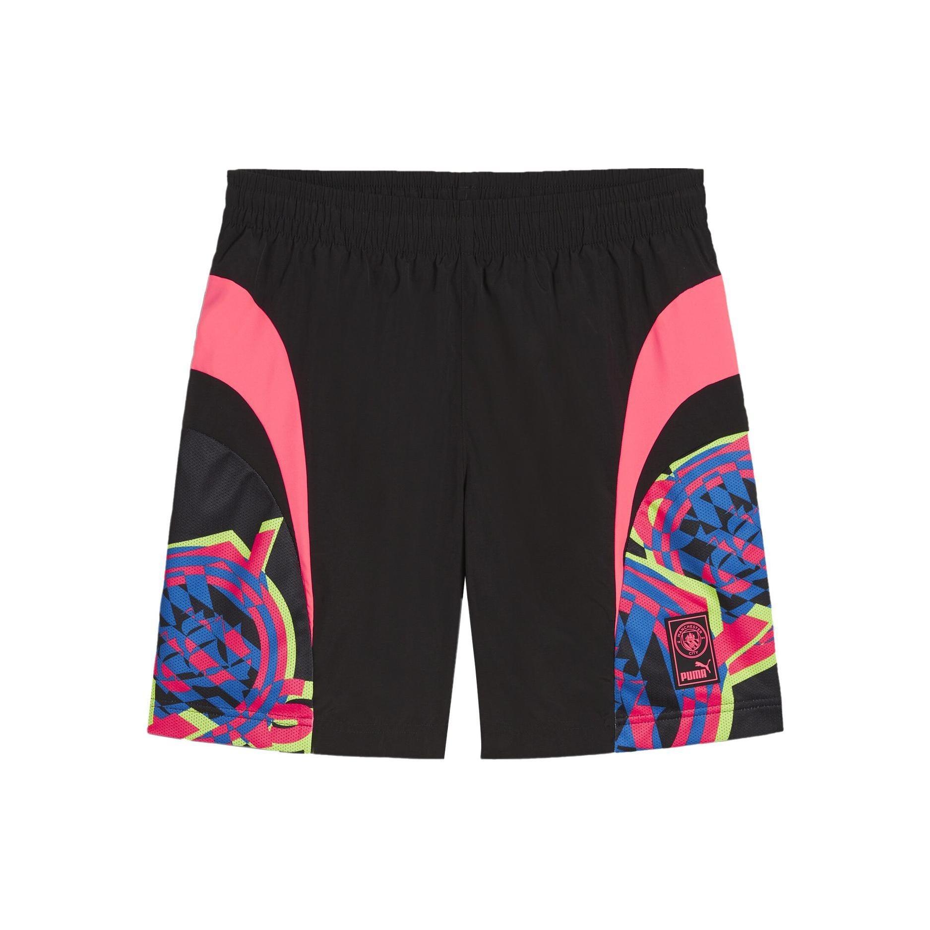 PUMA Manchester City FtblNrgy Woven Short  Black Multi-Color  Men s 774403-16 S
