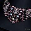 [KK Solis] Flower Luxury Rhinestone Necklace & EarringsClip-on Earrings Set  Bridal, Stage, Concert, Dance Accessories, Ballroom Dance, Belly Dance,