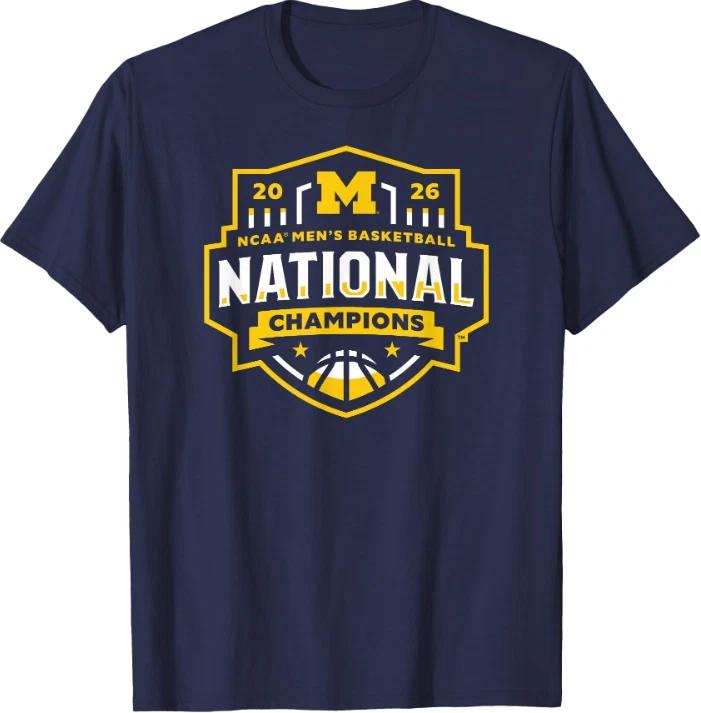Michigan Wolverines National Champs 2026 Basketball Icon T-Shirt S