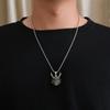 Dark Retro Prajna Mask Necklace Long Horn Big Ghost King Titanium Steel Pendant for Men and Women