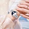 Luxury Fashion Blue Quartz Stone Face Quartz Wrist Watch for Women; Waterproof and Night Light Stellar Model